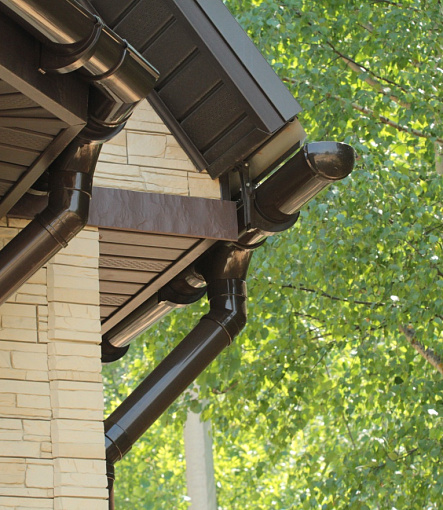 Rain gutters, Series Lux, Color Chocolate<br>RAL 8019 - 1