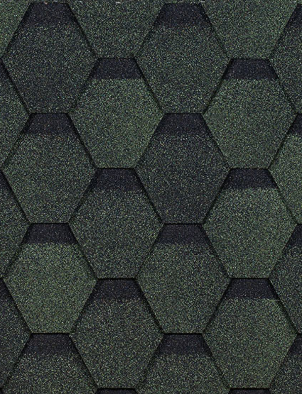 Bitumen shingles Eurasia series, Hexagonal, Green - 1