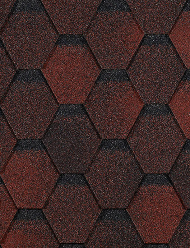 Bitumen shingles Eurasia series, Hexagonal, Red - 1