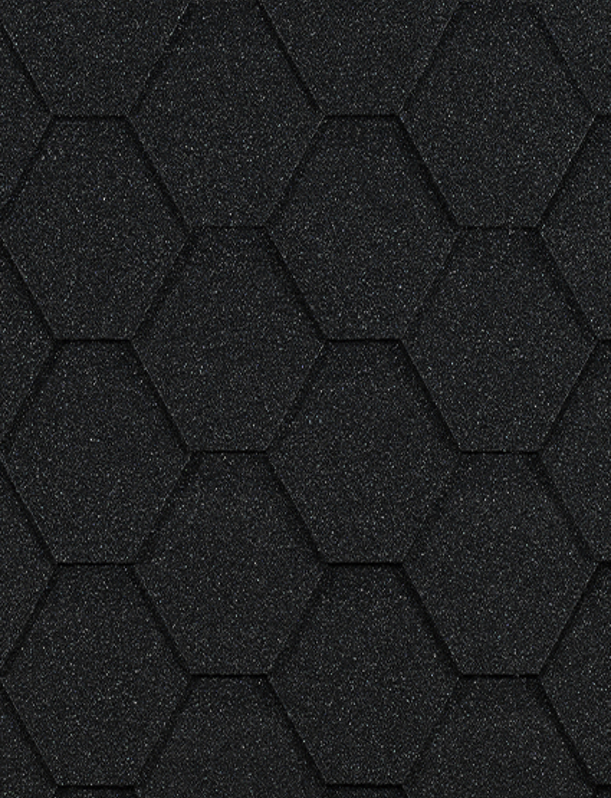 Bitumen shingles Eurasia series, Hexagonal, Black - 1