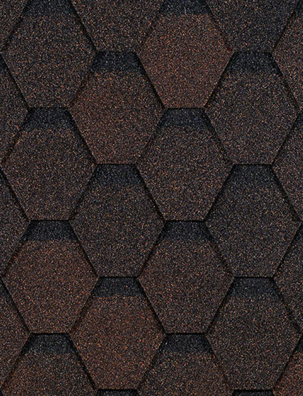 Bitumen shingles Eurasia series, Hexagonal, Brown - 1